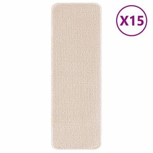 vidaXL Rutschfeste Stufenmatten 15 stk. 60 x 25 cm Creme PP