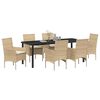 vidaXL Garten Essgruppe mit Kissen 7 pcs Beige Poly-Rattan