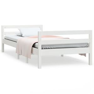 vidaXL Massivholzbett ohne Matratze Wei&szlig; 90x200 cm Kiefernholz