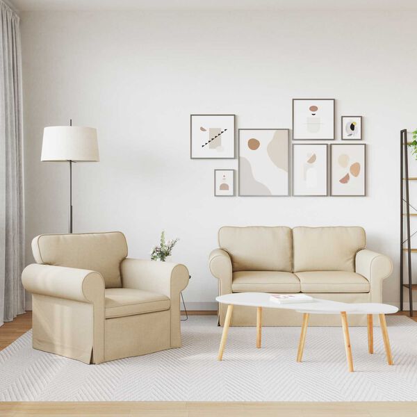 vidaXL Sofa 2 pcs Creme 155 x 82 x 80 cm Stoff