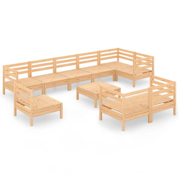 vidaXL 10-tlg. Garten-Lounge-Set Massivholz Kiefer
