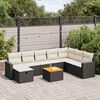 vidaXL 9-tlg. Garten-Sofagarnitur mit Kissen Schwarz Poly Rattan