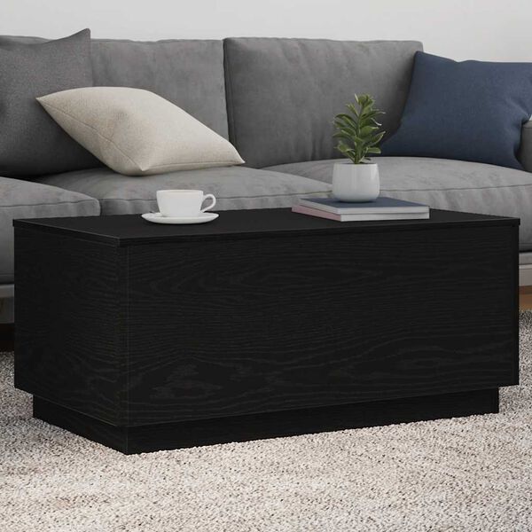 vidaXL Couchtisch mit LED-Leuchten Schwarz Eichen-Optik 90x50x40 cm