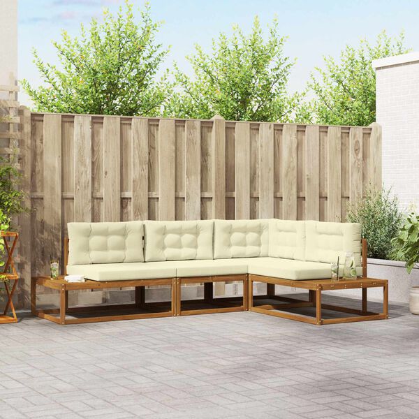 vidaXL Outdoor-Sofagarnitur 4 St&uuml;ck Natur und Creme