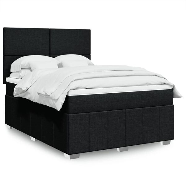 vidaXL Boxspringbett mit Matratze Schwarz 160x200 cm Stoff