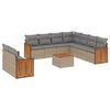 vidaXL 10-tlg. Garten-Sofagarnitur mit Kissen Beige Poly Rattan