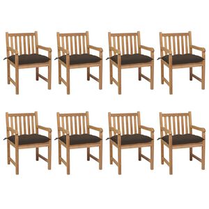 vidaXL Gartenst&uuml;hle 8 Stk. mit Taupe Kissen Massivholz Teak