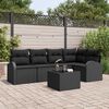 vidaXL Sofa Set mit Kissen mit Speicher 6 pcs Schwarz Poly-Rattan