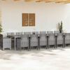 vidaXL Garten-Esszimmergarnitur mit Kissen 17 pcs Hellgrau PP