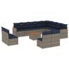 vidaXL 13-teiliges Gartensofa-Set mit Kissen, grau, Polyrattan