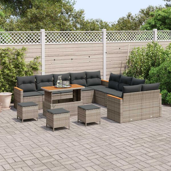 vidaXL Gartensofa-set 14 pcs Grau Poly-Rattan