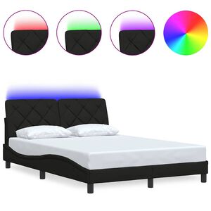 vidaXL Bettgestell mit LED ohne Matratze Schwarz 120x200 cm Stoff