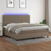 vidaXL Boxspringbett mit Matratze & LED Taupe 200x200 cm Stoff