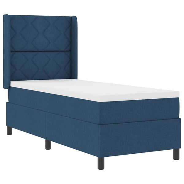 vidaXL Boxspringbett mit Matratze mit Kopfteil Blau 90 x 190 cm Stoff