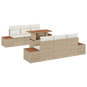 vidaXL Garten-Sofa-Set mit Speicher 7 pcs Beige Poly Rattan