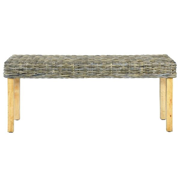 vidaXL Sitzbank 110 cm Natur Kubu-Rattan und Massivholz Mahagoni