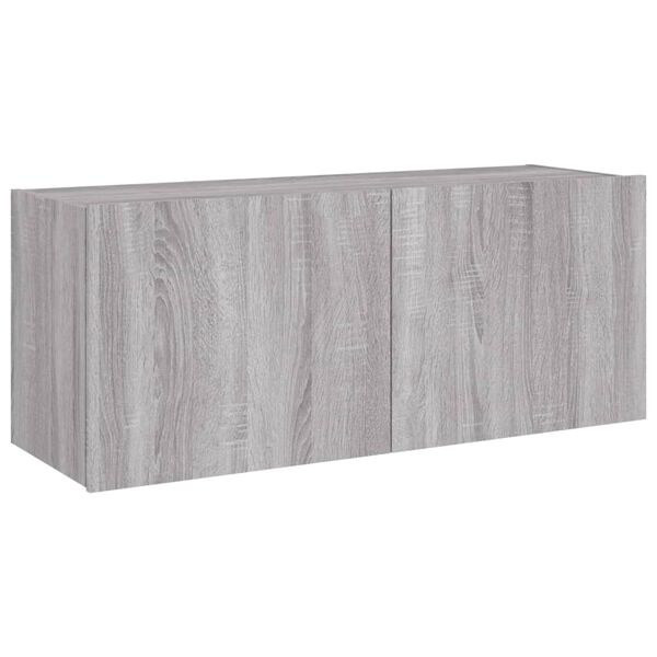 vidaXL TV-Wandschrank mit LED-Leuchten Grau Sonoma 100x35x41 cm