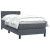 vidaXL Boxspringbett mit Matratze Dunkelgrau 100x210 cm Samt