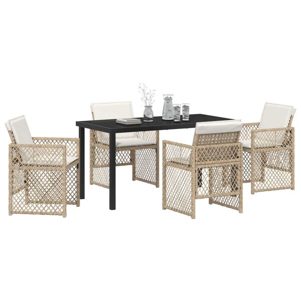 vidaXL Garten Essgruppe 5 pcs Beige Poly-Rattan