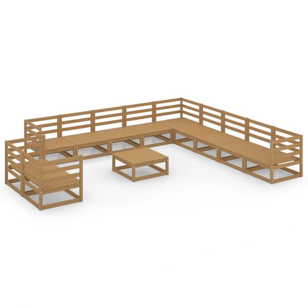 vidaXL 12-tlg. Garten-Lounge-Set Honigbraun Massivholz Kiefer