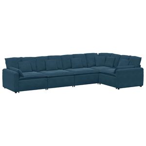 vidaXL Modulares Sofa mit Kissen Samt Blau