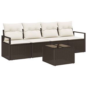 vidaXL Sofa Set 5 stk. 4-Sitzanzahl Braun und Creme Poly-Rattan