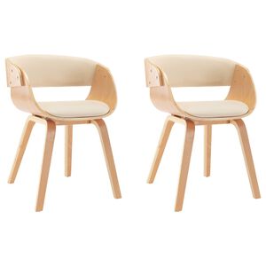 vidaXL Esszimmerst&uuml;hle 2 Stk. Creme Bugholz und Kunstleder