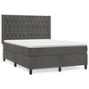 vidaXL Boxspringbett mit Matratze Dunkelgrau 140x190 cm Samt
