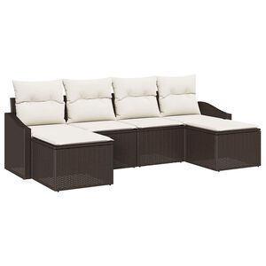 vidaXL Sofa Set mit Kissen 6 pcs Braun Poly Rattan