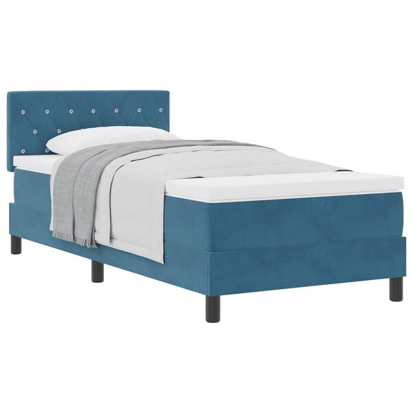 vidaXL Boxspringbett mit Matratze Dunkelblau 100 x 200 cm Samt
