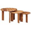 vidaXL Nesting-Couchtische 3 stk. Braun &Oslash; 54 x 40 cm Massivholz Akazie