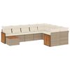 vidaXL 10-tlg. Garten-Sofagarnitur mit Kissen Beige Poly Rattan