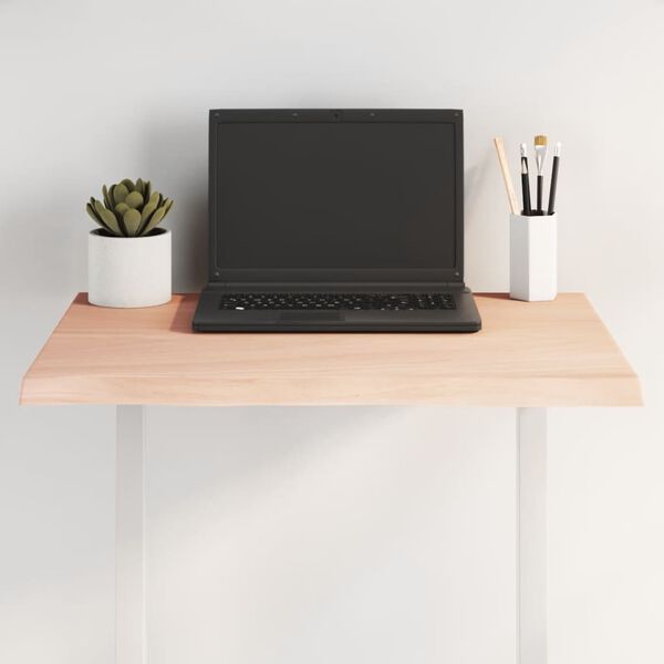 vidaXL Tischplatte 60x40x2 cm Massivholz Eiche Unbehandelt Baumkante
