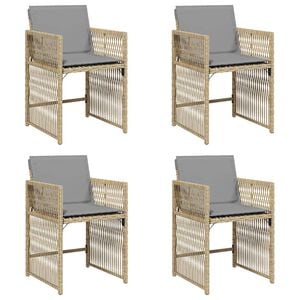 vidaXL Gartenst&uuml;hle mit Kissen 4 Stk. Beigemischung Poly Rattan