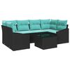 vidaXL Sofa Set mit Kissen 7 pcs Schwarz und T&uuml;rkis Poly Rattan