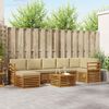 vidaXL Ecksofa Set mit Kissen 8 pcs Natur und Beige Massivholz Akazie