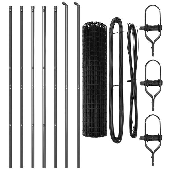 vidaXL Zaun mit Pfosten Grau 1 x 10 m Stahl