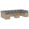 vidaXL 11-tlg. Garten-Sofagarnitur mit Kissen Beige Poly Rattan