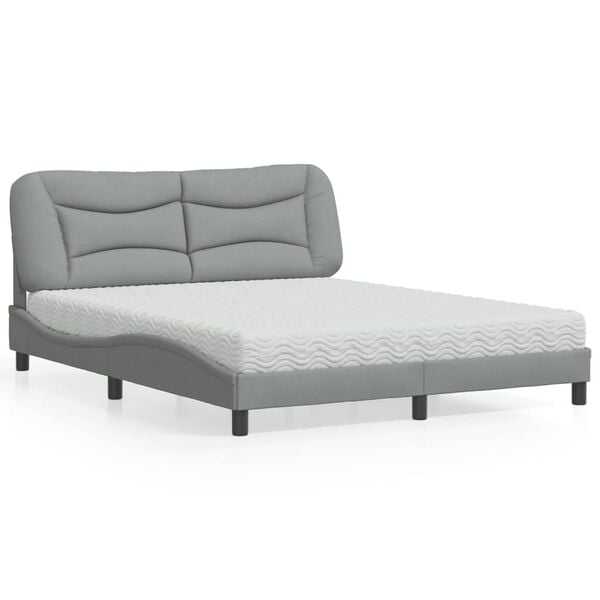 vidaXL Bett mit Matratze "Hvar" Hellgrau 160x200 cm Stoff