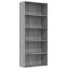 vidaXL B&uuml;cherregal 5 F&auml;cher Grau Sonoma 80x30x189 cm Holzwerkstoff