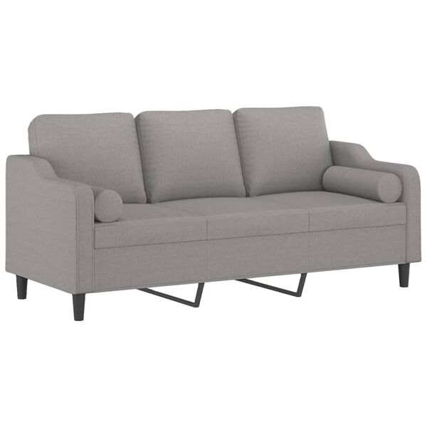 vidaXL 3-Sitzer-Sofa mit Kissen Hellgrau 180 cm Stoff