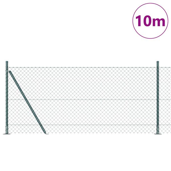 vidaXL Zaunpfosten Gr&uuml;n 10 x 0,8 m (40 x 40 mm Gitter) Stahl und PVC