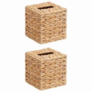 vidaXL Taschentuchboxdeckel 2 pcs Wasserhyazinthe 14,5 x 14,5 x 15 cm