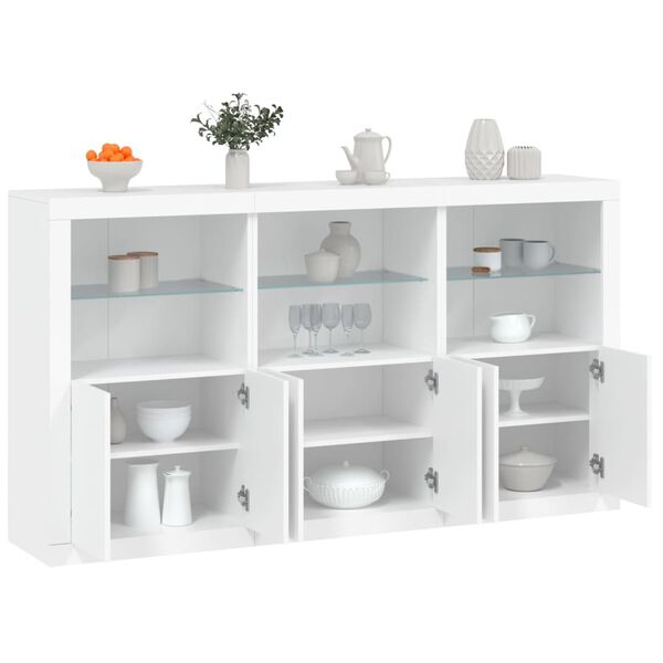 vidaXL Sideboard mit LED-Leuchten Weiß 181,5x37x100 cm
