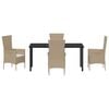 vidaXL Garten Essgruppe mit Kissen 5 pcs Beige Poly-Rattan