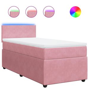 vidaXL Boxspringbett mit Matratze Rosa 80x200 cm Samt