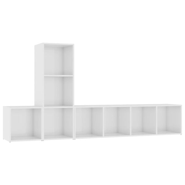 vidaXL 3-tlg. TV-Schrank-Set Hochglanz-Wei&szlig; Holzwerkstoff