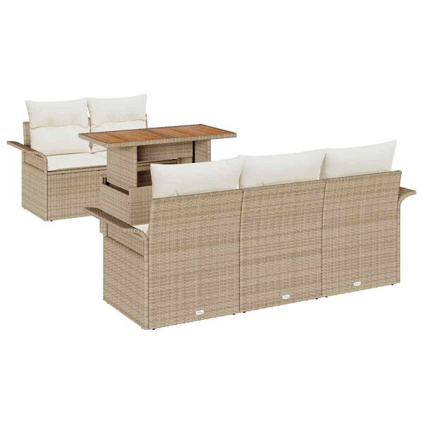 vidaXL Gartensofa-set mit Kissen 6 pcs Beige und Creme Poly-Rattan