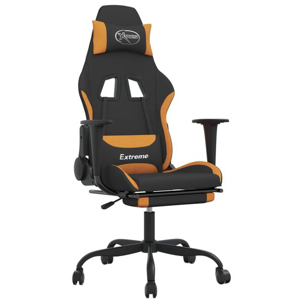 vidaXL Gaming-Stuhl mit Fu&szlig;st&uuml;tze Schwarz und Orange Stoff