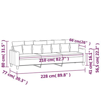 vidaXL 3-Sitzer-Sofa Dunkelgrau 210 cm Stoff